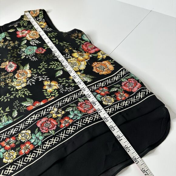 Rose & Olive Sleeveless Top Sz L Black Floral Chiffon Bloomcore Office Career - Picture 12 of 13
